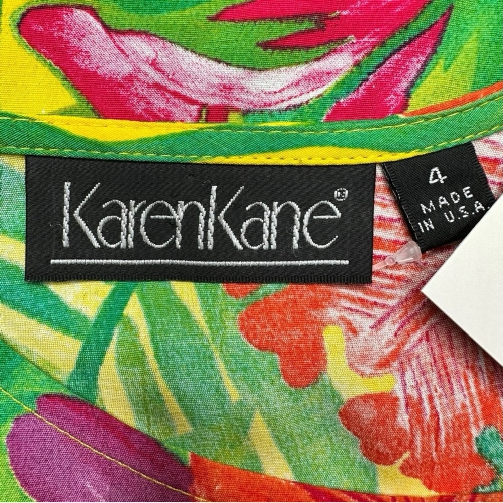 Vintge Karen Kane Tropical Floral Print Top Size 4 B0080 - Picture 5 of 10